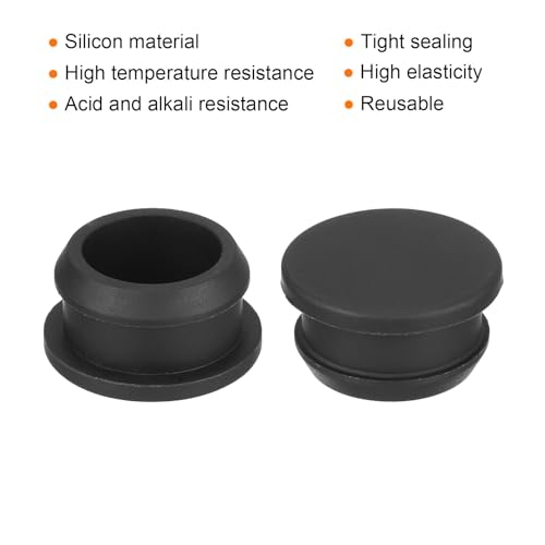 Image of MECCANIXITY Silicone Snap in Locking Hole Plugs,Rubber Panel Seal Cover Flush Type Panel Round for Kitchen Rubber Bulkheads Waterproof Sealing Plugs 21mm /0.83 Inch Diameter Black,Pack of 4