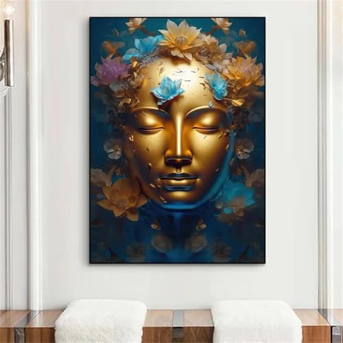 Toile bouddha doré grand format 80x110cm affiche bouddhisme salon - 3
