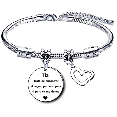 GUOYU Pulsera Tía Regalo Tía Mujer Pulsera de Plata Regalo de Cumpleaños para Tía , Acero inoxidable