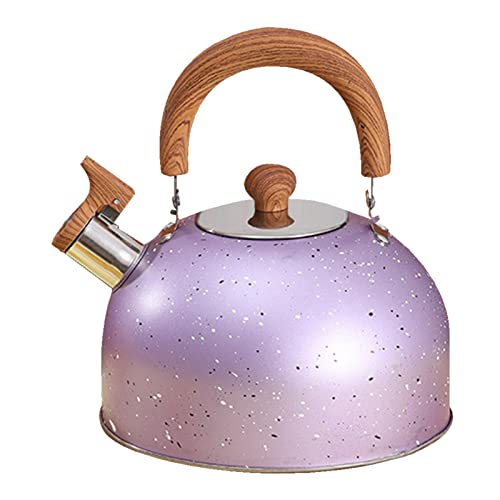 Imagen de Hervidor Acero Inoxidable 2 L Con Mango Grano Madera Anti-escaldado Hervidor Agua Para Fogón Tetera Acero Inoxidable Con Silbato Para Cocina Inducción G-as Stove