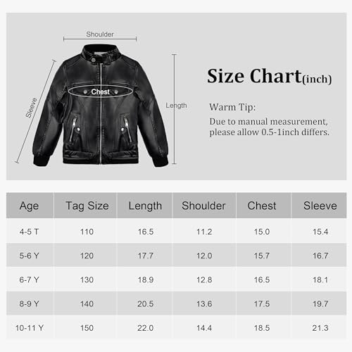 Veste en cuir synthétique garçon résistante pour protéger du vent