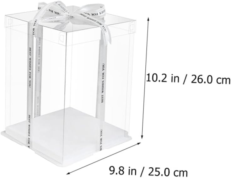 Healifty 5pcs 8-inch Double Layer Cake Boxes with Ribbon, Birthday Cake Carriers for Dessert Storage and Packaging