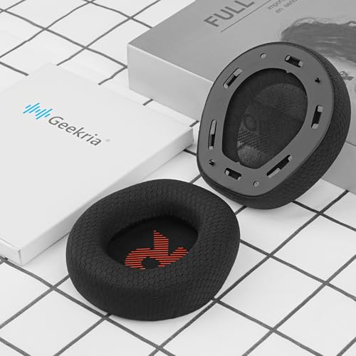 Image of Geekria Comfort Mesh Fabric Replacement Ear Pads Compatible with JBL Quantum 100 Headphones, Soft & Comfortable Ear Cushions Repair Parts (Black)