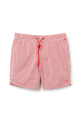 Man's Red Stripe Print Swim Trunks