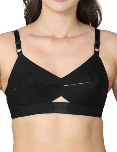 VSTAR Queen U Black CLR Soft Cotton Bra for Women | Wirefree, Single Layered Seamed Cups | Adjustable Straps | Comfy Non Padded Bra 32 | Cool Grey