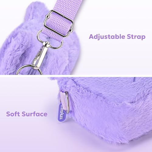 Image of innoAura Switch Lite Case 14-in-1 Accessories Bundle for NS Switch Lite (2019), with Protective Carrying Case, Game Holder, Screen Protector & Cute Thumb Grips, Purple Cat Plush Bag