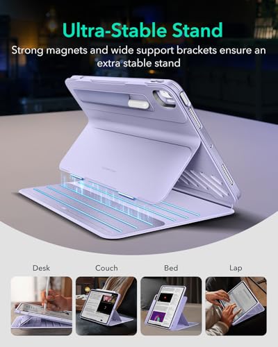 Image of ESR for iPad Air 11 Inch Case M4 /M3 /M2 (2026 /2025 /2024), iPad Air 5th /4th Gen Case (2022 /2020) 10.9 Inch, Removable Magnetic Cover, Adjustable Portrait /Landscape Stand, 9 Standing Angles, Light Purple