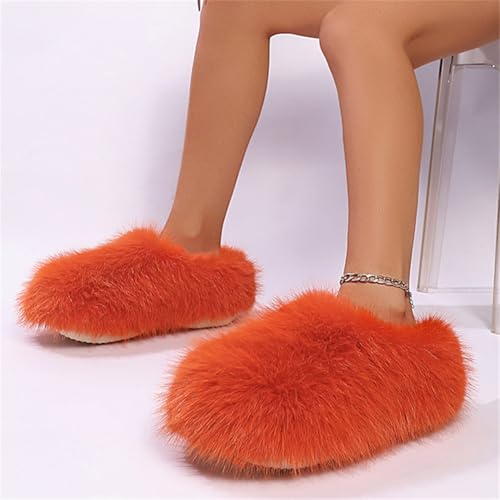 Rungion Fluffy Faux Fur Slides Sandals for Women Trendy Fuzzy Platform Non-slip Slippers Furry House Shoes Indoor Outdoor3