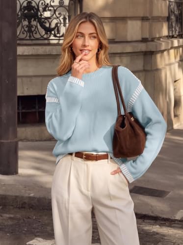 Image of Dokotoo Sweaters for Women Oversized Crewneck Long Sleeve Knit Sweater Tops