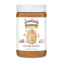 Justins Crunchy Classic Peanut Butter 16oz. Jar, Gluten Free, Non-GMO, Responsibly Sourced