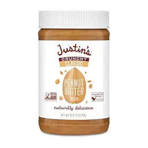 Justin's Crunchy Classic Peanut Butter 16oz Jar, Gluten Free, Non-GMO, Responsibly Sourced