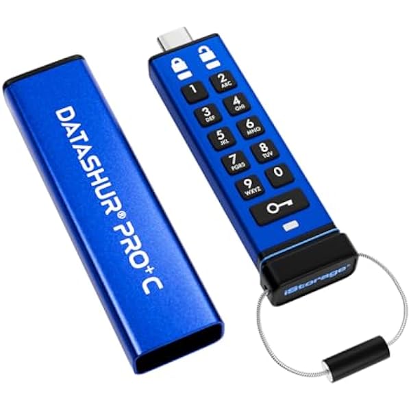 iStorage datAshur PRO+C 32 GB | Bezpieczna pamięć USB typu C | Certyfikat FIPS 140-3 Level 3 | Ochrona PIN | Adapter typu C-A w zestawie