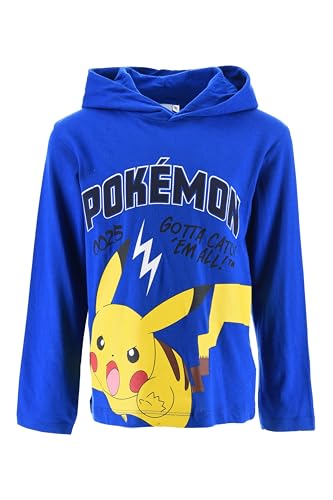Pokémon Camiseta Niño, Camiseta de Manga Larga con Capucha, Regalo para Niños, Talla 12 Años | Azul