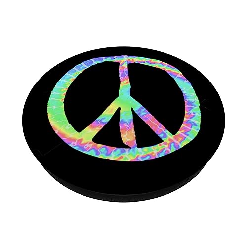 Tie-Dye Peace Sign Cute Love Colorful Tye Dye Hippie Flower PopSockets Swappable PopGrip, Black - Image 2
