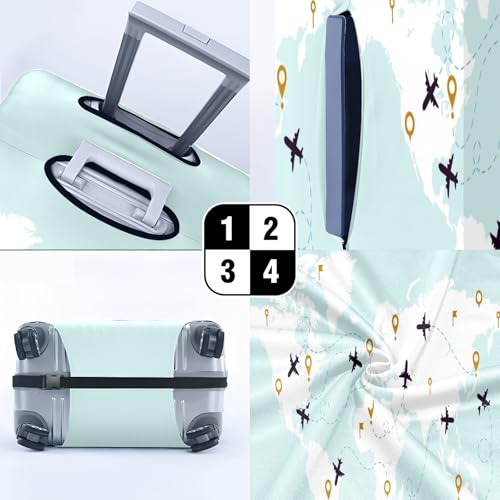 Travel Luggage Cover Suitcase Protector Scratch-Resistant Fit Not Included Suitcase Global Flight Paths S-19-21in4