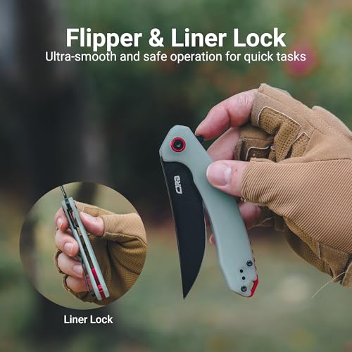 Image of CJRB Gobi Folding Pocket Knife with AR-RPM9 Steel Blade and G10 Handle for Men Outdoor Camping, Natural Green(J1906B)