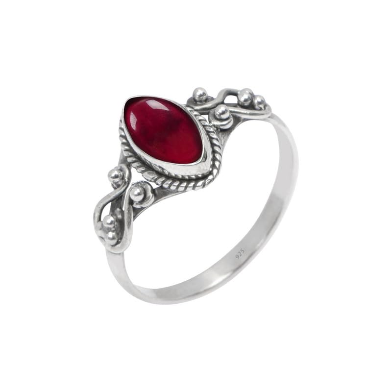 Garnet Stone Ring, 925 Sterling Silver Statement Ring For Women, Handmade Ring Gemstone Promise Ring for Birthday Christmas Gift For Her Size US 9