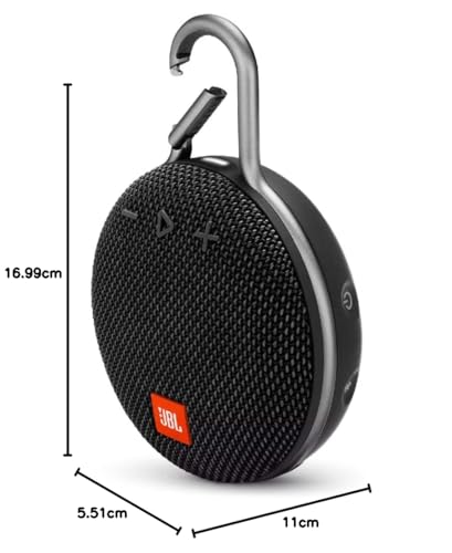Image of JBL Clip 3, Wireless Portable Bluetooth Speaker with Mic, JBL Signature Sound, Integrated Carabiner, Vibrant Color Options with IPX7 Waterproof & AUX (Black)