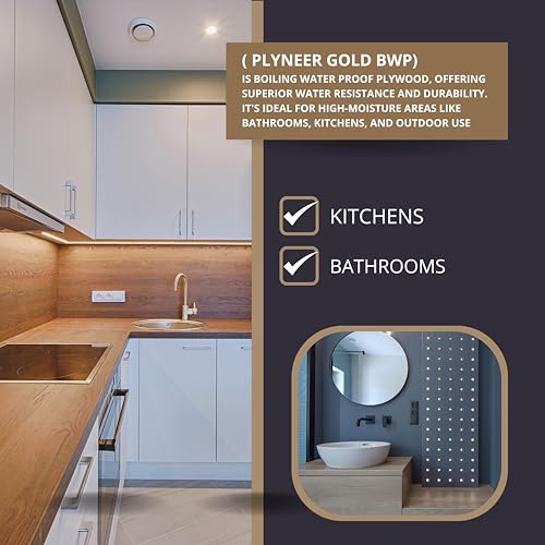 Image of Plyneer Gold Eucalyptus MR Plywood - Premium Okuma Wood for Furniture, Cabinets & Ceilings (19mm)-7ft x 4ft