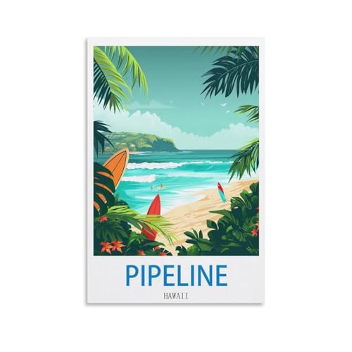 Toile Pipeline Hawaï décoration murale vintage 50x75