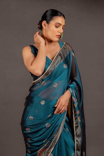 Image of MIRCHI FASHION Saree for Woman Chiffon Foil Work Floral Printed | Ethnic Sari for Function and Farewell with Unstitched Blouse Piece (Available in 15 Colors)