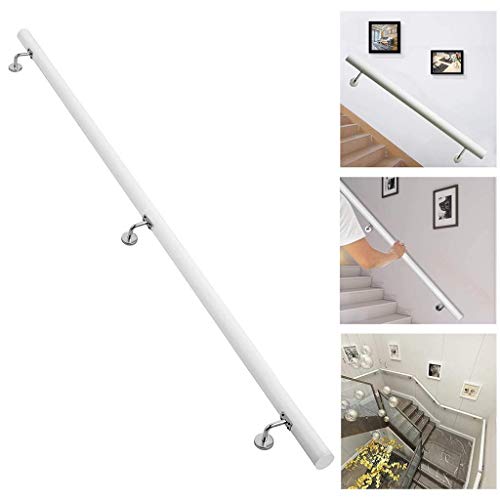 Rampe extérieure antidérapante en bois blanc avec supports de fixation stables