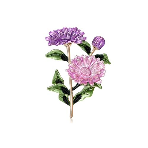 Image of Rhinestone Flower Brooches for Women Enamel Floral Brooch Lapel Pins for Mom Wife Elegant Dress Accessories Mother's Day Jewelry Gifts