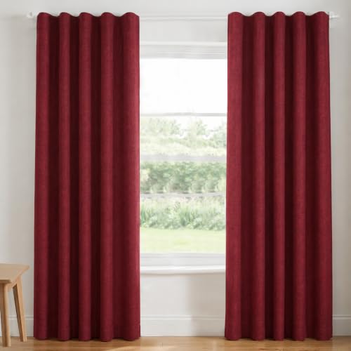 Image of FRESH FROM LOOM Jute Non-Ring Curtains | S-Wave Pleat |Premium 9 ft Door Non-Ring Curtains | S-Wave Pleat | Parda | Light Block Parde | (Size - 9ft, Red, 1pc)