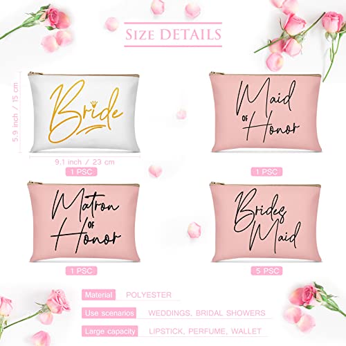 8 Pcs Bridesmaid Makeup Bag Matron of Honor Gifts Bridal Bag for Bridal Wedding Party Gift(Lovely Pattern)2