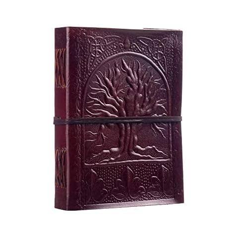 Fair Trade Tree Of Life Design Leather Journal Writing Notebook | 13.5 x 18.5 cm | Handmade & Eco Friendly, Vintage Leather Bound Diary For Men and Women Cover