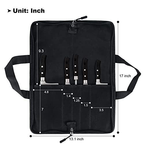 Joindo Knife Roll, Chef’s Knife Roll Bag, Waxed Canvas Knife Bag With Zipper, 5 Slots Professional Chef Knife Roll Bag With Handle, Heavy Duty Knives Pouch Holder For Home Kitchen Traveling Camping #TOP3