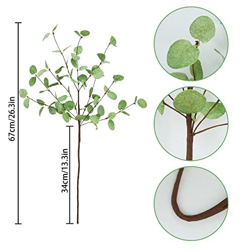 Ruidazon 4 Pcs Artificial Eucalyptus Stems Leaves, 26.3" Real Touch Leaf Faux Tall Greenery Branches For Vase Wedding Bouquet Centerpiece Flower Arrangement Home Office Spring Decoration #TOP5
