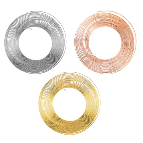 Alambre de aluminio plano flexible en tres colores metálicos para manualidades