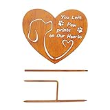 Dulcicasa ペット記念プレート ハート型 屋外用 – 鉄製 耐候性 ガーデンデコレーション 犬 猫 供養 家族向け (ハート型の犬Com)