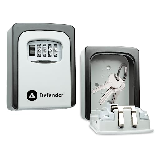 Defender Combination Dial Key Safe - Outdoor Wall Mounted Waterproof Key Lock Box - Secure Combination Key Storage Cabinet with Free Fixing Kit for Home, Office & Airbnb