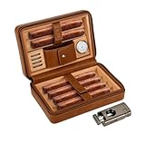 Excellent contrôle de l'humidité : avec 2 plateaux amovibles en bois de cèdre, vous pouvez prendre 6 cigares dans cet étui à cigares, le diamètre des plateaux est de 2,5 cm, s'adapte à la plupart des jauges d'anneaux. Les deux côtés de l'intérieur sont équipés de sangles en cuir pour protéger l'étui des rigueurs. La poche en cuir peut contenir un briquet équipé ou d'autres accessoires dont vous avez besoin.