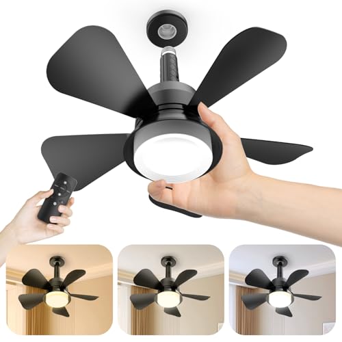 vilicert Ceiling Fans with Lights and Remote, 3000-6000K Dimmable LED Fan Light, 3 Wind Speeds, Modern Socket Ceiling Fans for Bedroom