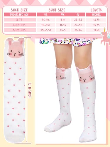 6 Pairs Kids Girls Knee High Socks Gift Long Crazy Silly Tall Funny Boot Cute Animal Child Warm Cotton Socks3