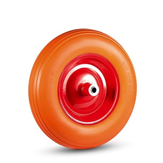 MAXCRAFT Skottkärra hjul PU däck 4,80/4,00-8 pneumatiskt ersättningsdäck 38 cm med axel kraftig säck vagn punkteringssäker - orange/gul