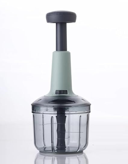 Prayati Manual Push Chopper 900ml Steel Blade Hand Press Vegetables Chopper Kitchen for Cutting Salad, Onion, Chilly Mixer (Green)