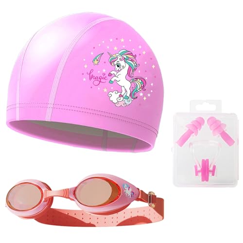 DKDDSSS Gafas de Natación Antivaho para Niños, Unicornios, Ajustables para Piscina, para Niñas 3-10 Años