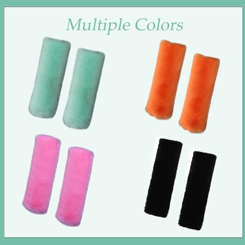 Image of JXJKMMN 4-Pack Soft Plush Seatbelt Covers for Kids,Carseat Shoulder Padding Car Stroller Strap Cover Driving Protection Strap Cover Seat Belt Cushions Pads for Boys Girls (Light Green)