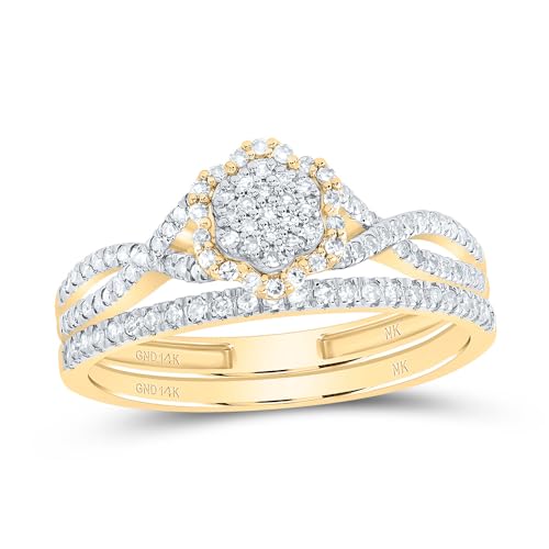 SB Jewelers 14Kt Yellow Gold 1/3 CTW Natural Diamond Fashion Flower Bridal Set