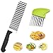 2 PCS Cuchillo Ondulado Para Patatas, Chips de Acero Inoxidable Wave Knife con Mango Vegetable Wave Slicer, Chip Wave Knife Suit Para Verduras, Papas, Cebollas, Frutas, Cocina