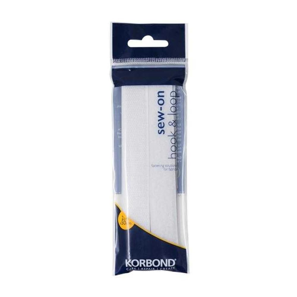 Korbond Hook & Loop Sew in White 50cm - 110115