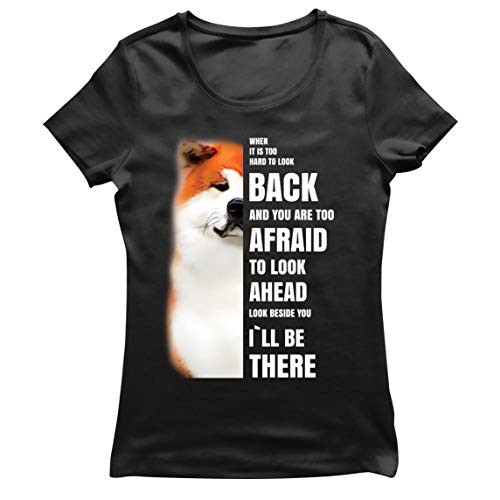 lepni.me Camiseta Mujer Estará Allí para Ti Regalo Motivacional para el Amante del Perro Akita Inu (M Negro Multicolor)