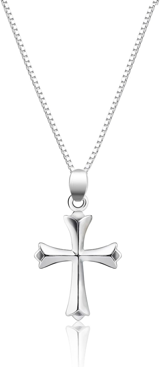 Dainty Sterling Silver Cross Necklace for Girls First Communion Gifts for Girls Confirmation Gifts for Teenage Girl Baptism Gifts for Girl
