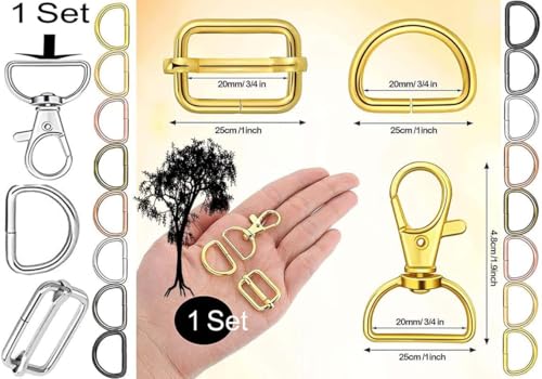 Image of DIY Crafts 10 Pcs, Bronze, Keychain Hooks with D Rings Set Purse Hardware Lanyard Snap Hooks Multicolor Metal Swivel Clasps with D Rings and Slide Buckle for Purses Keychain (10 Pcs, Bronze)