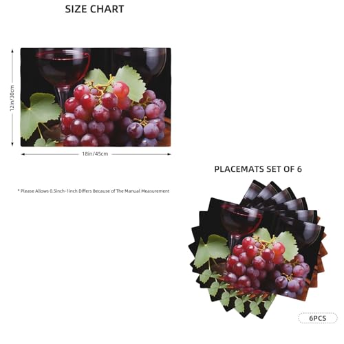 Sets de table en lin synthétique rouge vin de qualité supérieure 45x30cm