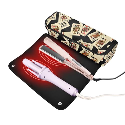 Bolso de viaje para herramientas de cabello con estera resistente al calor para planchas, rizadores y organizador portátil miniatura 2